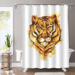 Bold Hand Drawn Tiger Head Portrait Shower Curtain - Gold