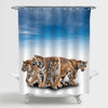 Group of Bengal Tiger Shower Curtain - Gold Blue