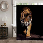 Prowling Indochinese Tiger Shower Curtain - Gold Black