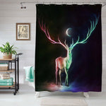 Magical Lighting Deer at Night Shower Curtain - Multicolor