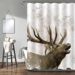 Bull Elk Head Portrait Shower Curtain - Brown Black