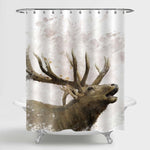 Bull Elk Head Portrait Shower Curtain - Brown Black