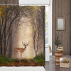 Fallow Deer Standing in a Dreamy Misty Forest with Beautiful Moody Light Shower Curtain - Brown