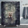 Deer in Light Smoke Foggy Backgroiund Shower Curtain - Brown Grey