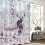 Deer in the Winter Forest After Snow Storm Shower Curtain - Sand