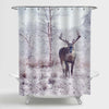 Deer in the Winter Forest After Snow Storm Shower Curtain - Sand