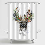 Watercolor Christmas Reindeer Shower Curtain - Brown