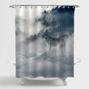 Couple Wolves in a Mist Fogged Mountain Forest Shower Curtain - Grey