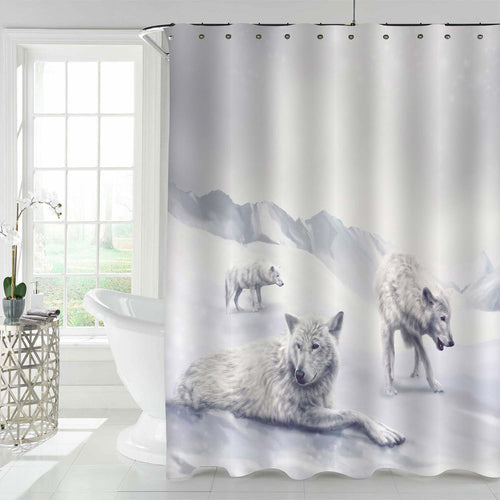 White Wolves Resting in the Snow Shower Curtain