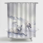 White Wolves Resting in the Snow Shower Curtain