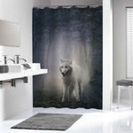 White Wolf in The Night Forest Shower Curtain - Grey