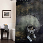 Lunar Wolf Shower Curtain - Dark Grey