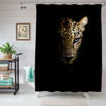 Mysterious Leopard Portrait Shower Curtain - Gold Black