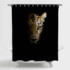 Mysterious Leopard Portrait Shower Curtain - Gold Black