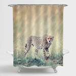 Cheetah Hunting in The Grassland Shower Curtain - Gold