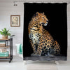 Sitting Leopard Portrait Shower Curtain - Gold Black