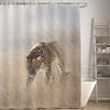 Leopard Walking in the Afriran Grassland Shower Curtain - Gold