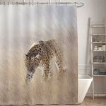 Leopard Walking in the Afriran Grassland Shower Curtain - Gold