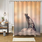 Young Cheetah Sitting on a Rock Shower Curtain - Gold