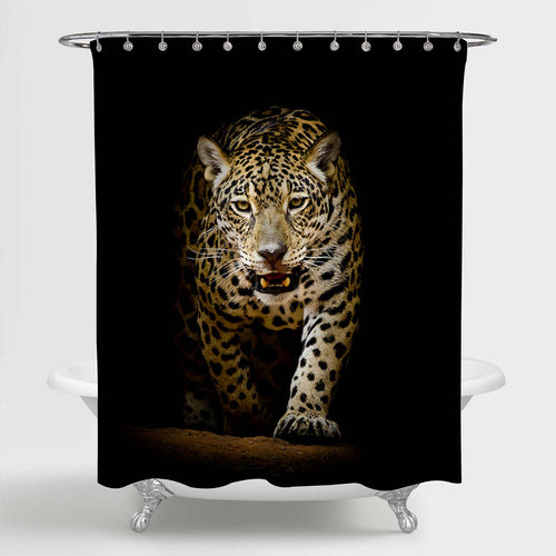 Sneaks and Walking Leopard Shower Curtain - Gold Black