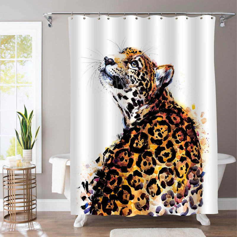 Tropical Wildlife Leopard Shower Curtain - Gold