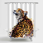 Tropical Wildlife Leopard Shower Curtain - Gold