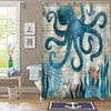 Octopus with Vintage Nautical World Map Shower Curtain - Green