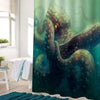 Angry Octopus Whips Around Tentacles Shower Curtain - Green