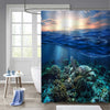 Sea Turtle Floating Up and Over Coral Reef Shower Curtain - Green