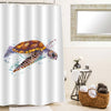 Hand Drawn Sea Turtle Shower Curtain - Brown