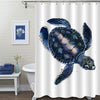 Watercolor Sea Turtle Shower Curtain - Dark Blue