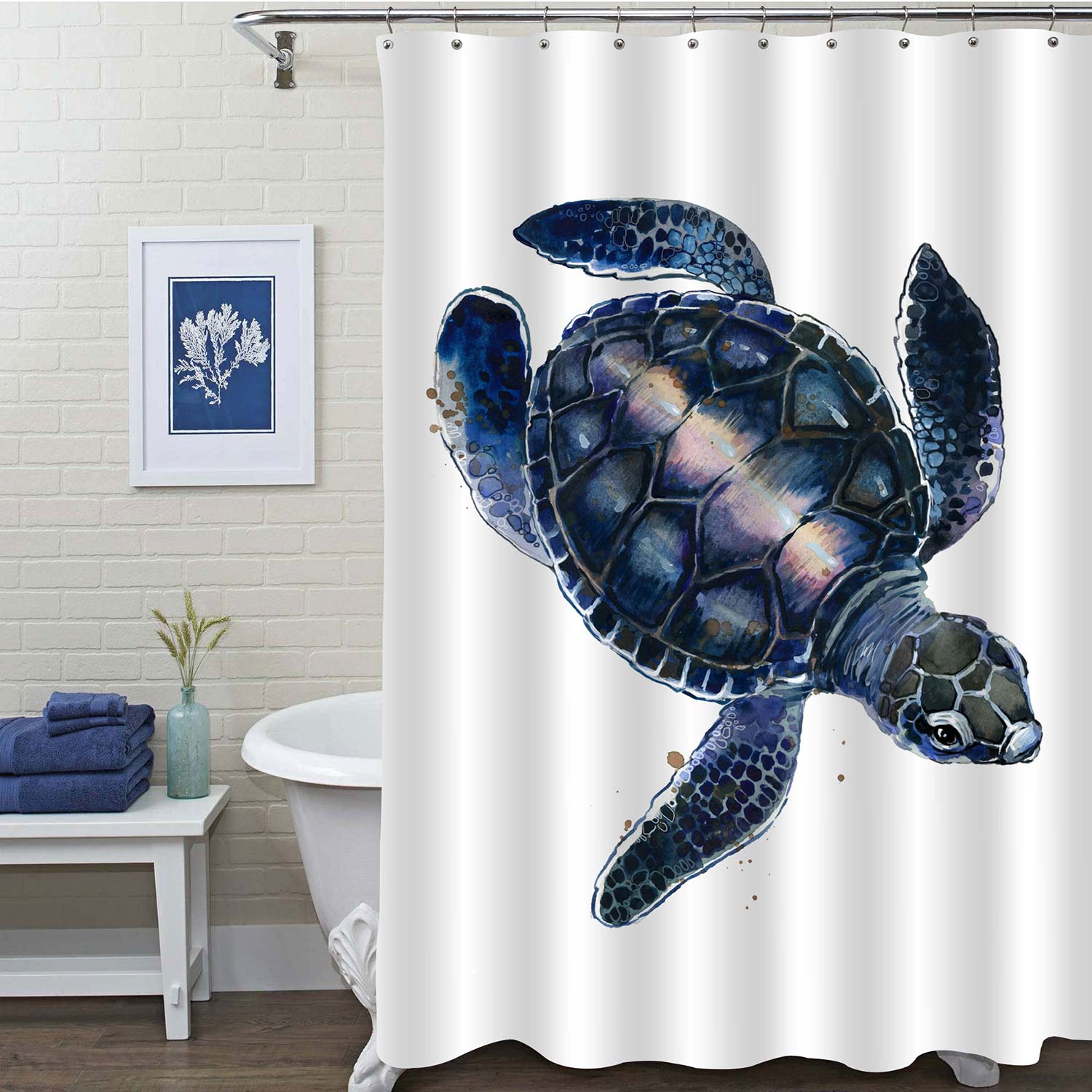 Watercolor Sea Turtle Shower Curtain - MitoVilla