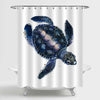 Watercolor Sea Turtle Shower Curtain - Dark Blue