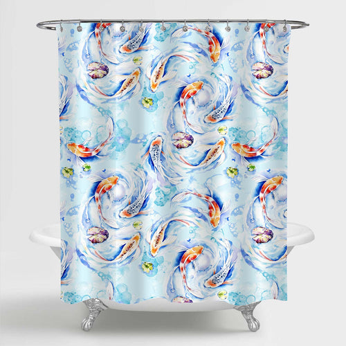 Koi Fish Shower Curtain - Blue