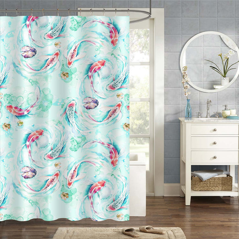 Traditional Ink Paiting of Japanese Koi Fish Shower Curtain