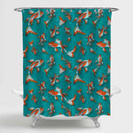 Koi Fishes Shower Curtain - Green Red