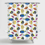 Watercolor Tropical Exotic Reef Fish Shower Curtain - Colorful