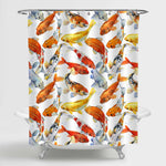 Japanese Koi Carp Shower Curtain - Red Gold