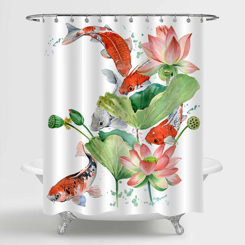 Chinese Koi Carp Shower Curtain - Red Green