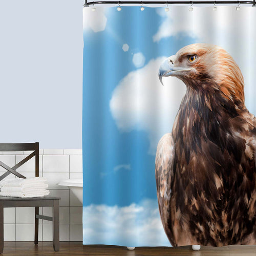 Proud Caucasian Eagle Shower Curtain - Brown Blue