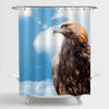 Proud Caucasian Eagle Shower Curtain - Brown Blue