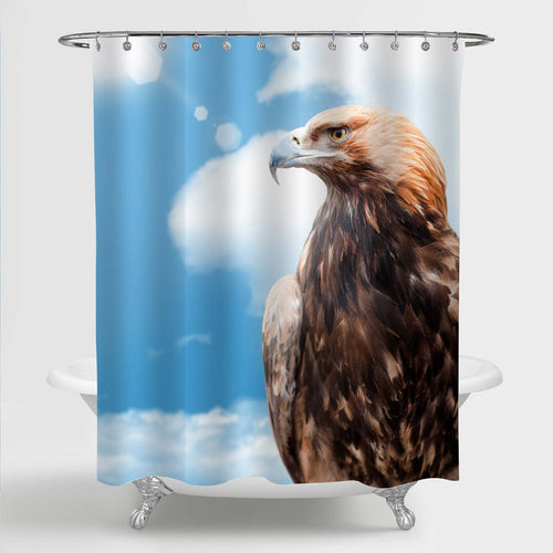 Proud Caucasian Eagle Shower Curtain - Brown Blue