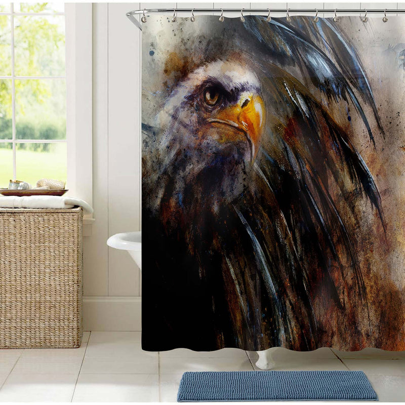 Art Painting Eagle Shower Curtain- Brown