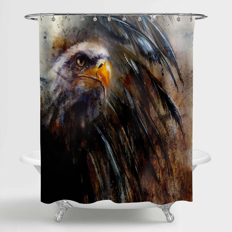 Art Painting Eagle Shower Curtain- Brown