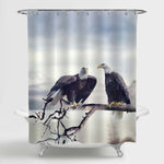 American Bald Eagles Perching on Branch Shower Curtain - Dark Grey
