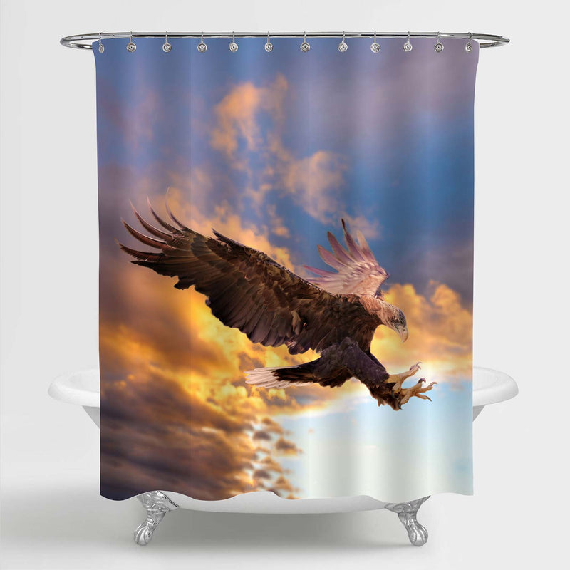 White Tailed Sea Eagle Shower Curtain - Brown Blue