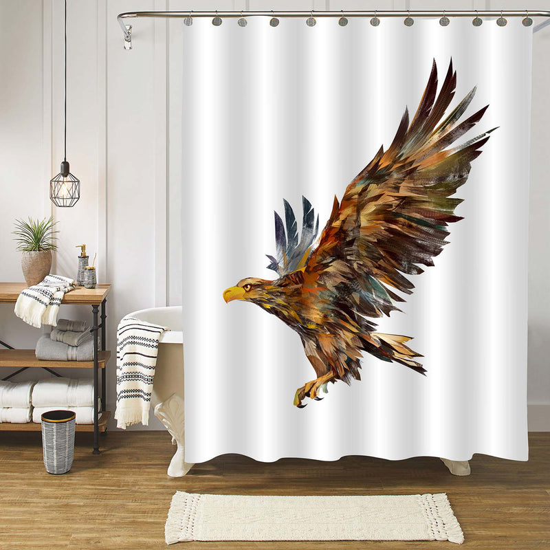 Hand Drawn Flying Eagle Shower Curtain - Brown