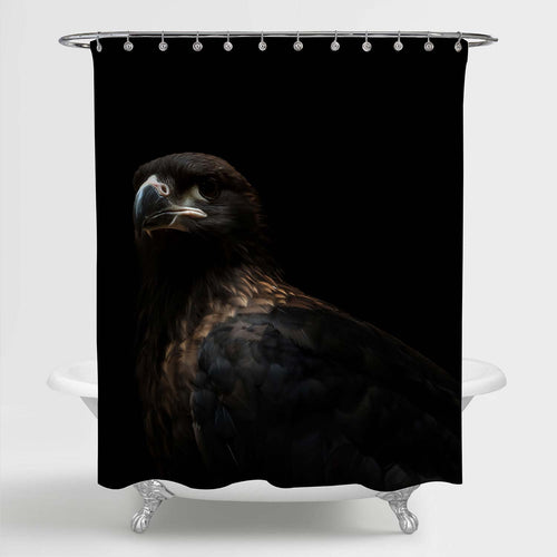 Red Tailed Hawk Portrait Shower Curtain - Brown Black