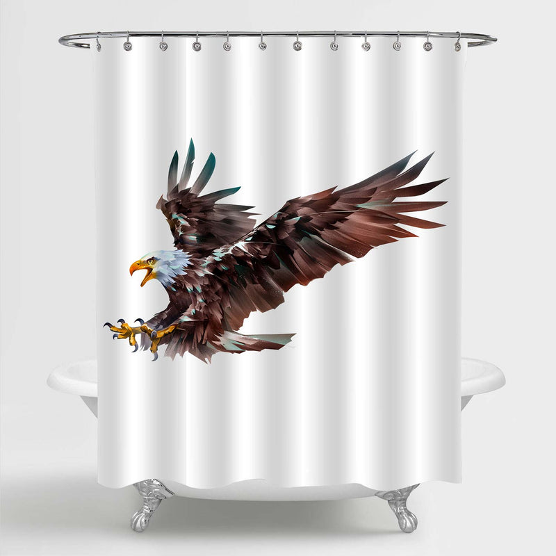 Attacking Eagle Bird in Flight Shower Curtain - Brown