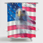 American Bald Eagle on American Flag Shower Curtain - Red Blue